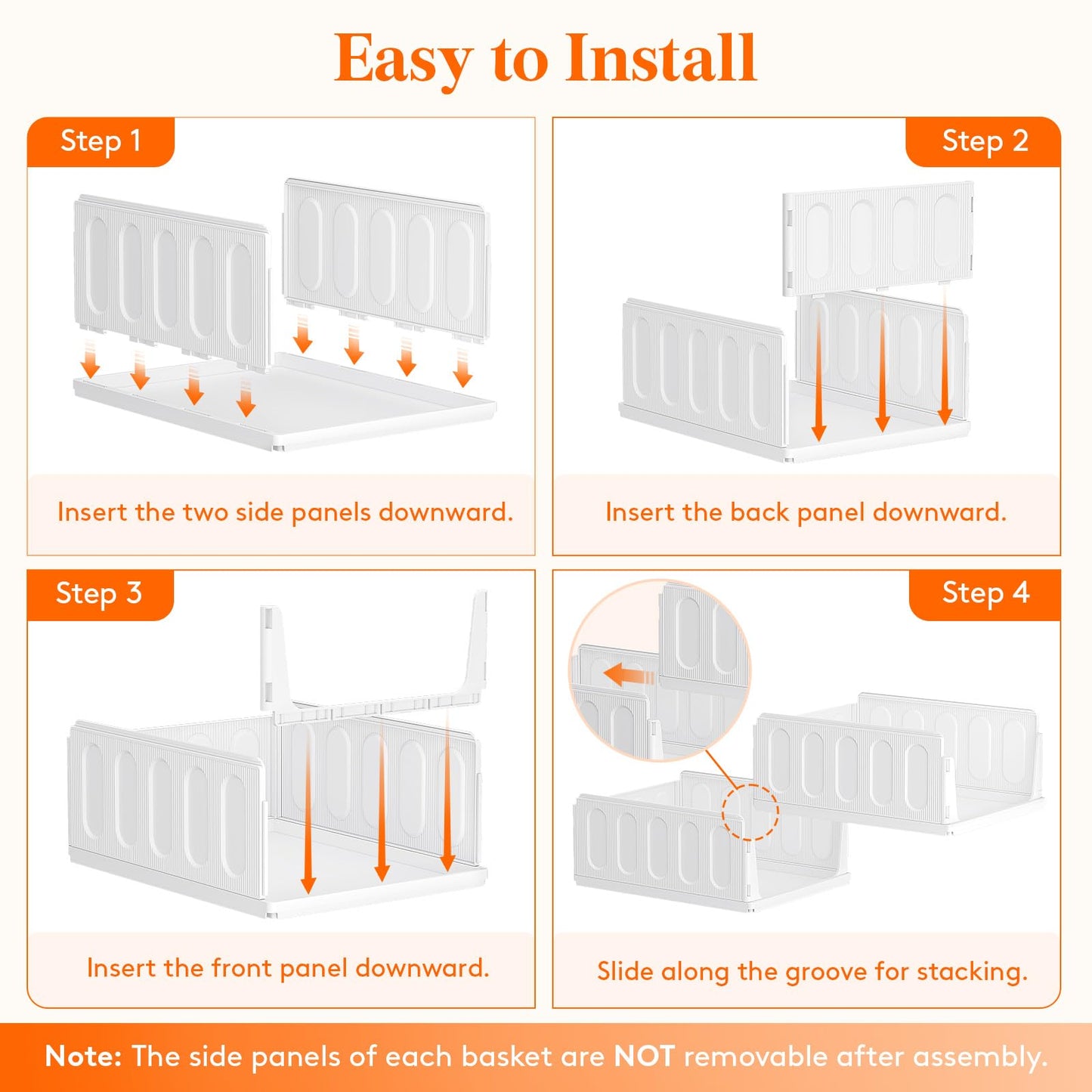 Lifewit 6 Pack Wardrobe Storage Organiser Stackable for Clothes 41 cm Depth