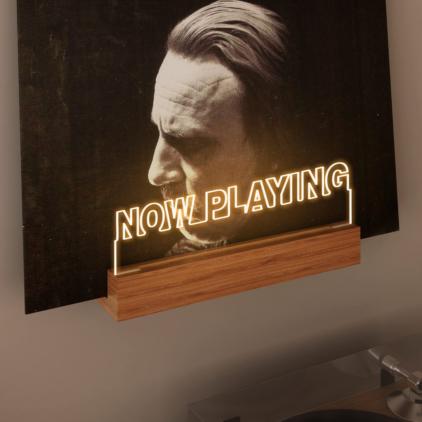 YuanDian Light up Now Playing Vinyl Record Stand Wall Mount, Now Spinning Record Player Stand