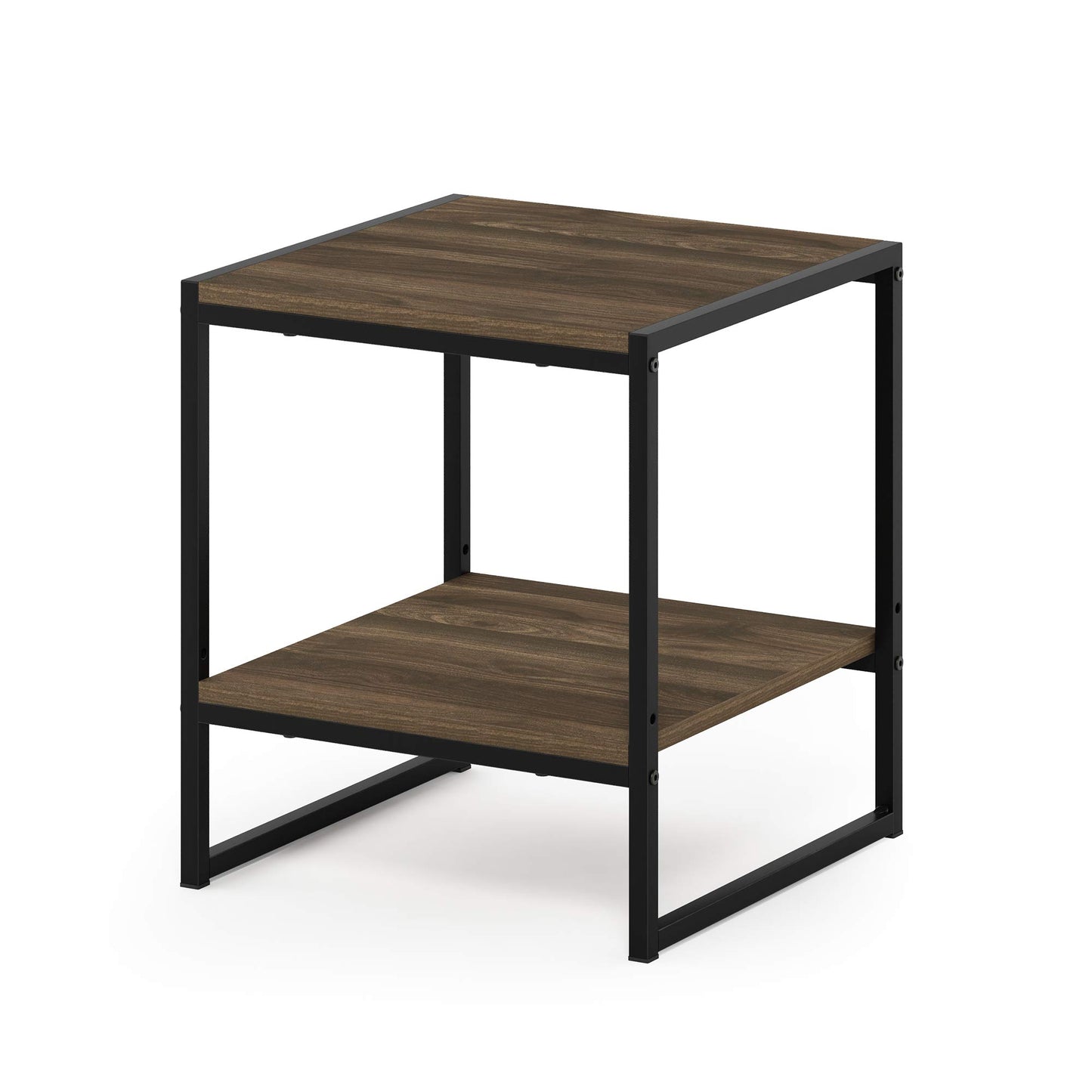 Furinno CAMNUS Side Table, 2-Tier Metal Frame End Table with Open Shelf, Easy Assembly Night Stand, Bedside Table, for Living Room, Bedroom
