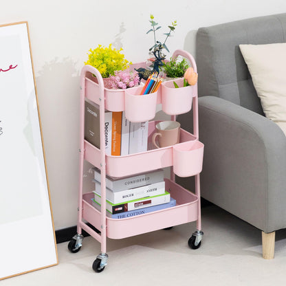 DOEWORKS Storage Trolley on Wheels Metal Kitchen Trolley Craft Trolleys