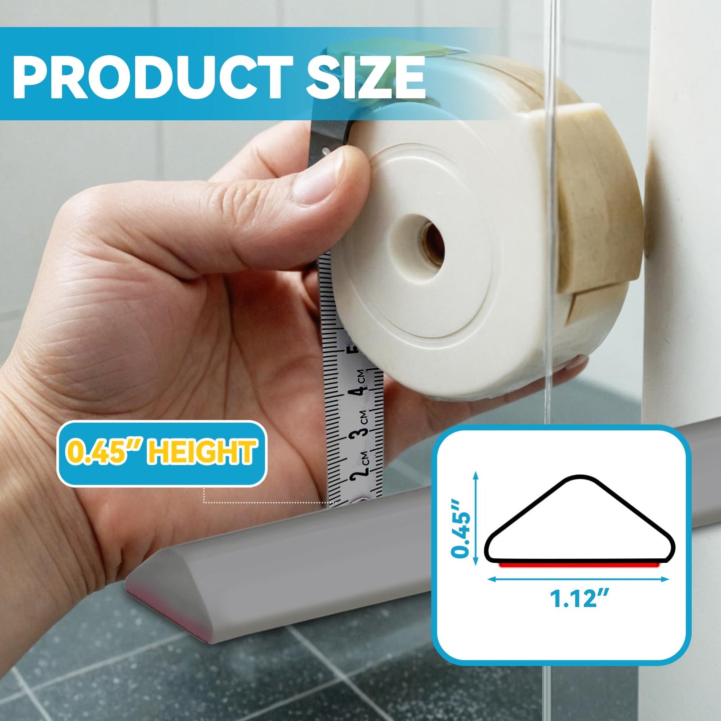 DLYYPLUS 1M Wet Room Floor Barrier, Self-Adhesive Collapsible Silicone Shower Threshold Water Dam