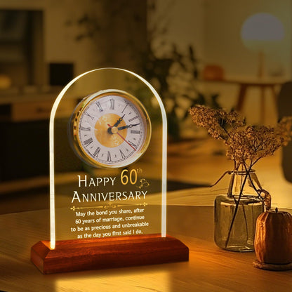 OkiyiD 60th Anniversary Wedding Gift, Anniversary Quartz Clock, Desk Table Clock, 60 Years of Marriage, Diamond Wedding for Couple, Parents,