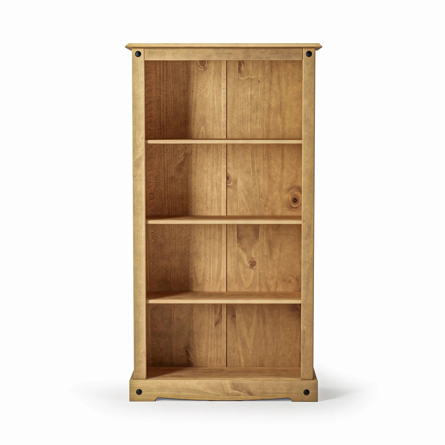 Mews Corona Bookcase Medium Solid Mexican Pine Wood with 3 Shelves - Rustic Farmhouse Style