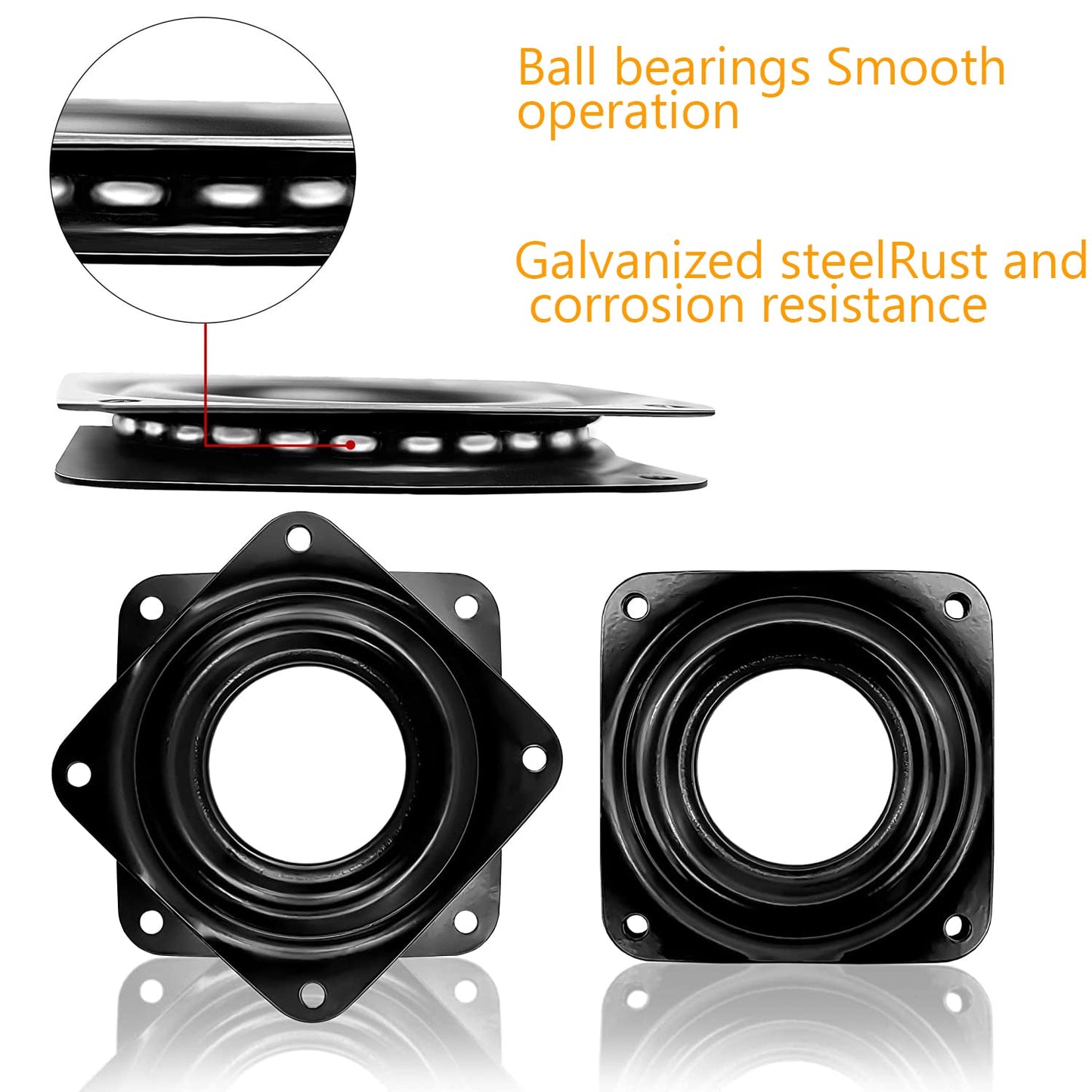 4 Pcs Lazy Susan Bearing, Square Bearing Turntable Plate, Square Rotating Swivel Plate, Square Turntable Bearing Plate