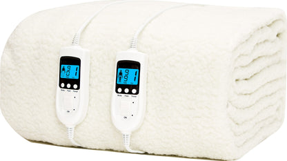 Homefront Electric Blanket King Size Bed Dual Control - 152x203x40cm - Fleece Fitted Heated Mattress Cover Underblanket with Skirt - Overheat