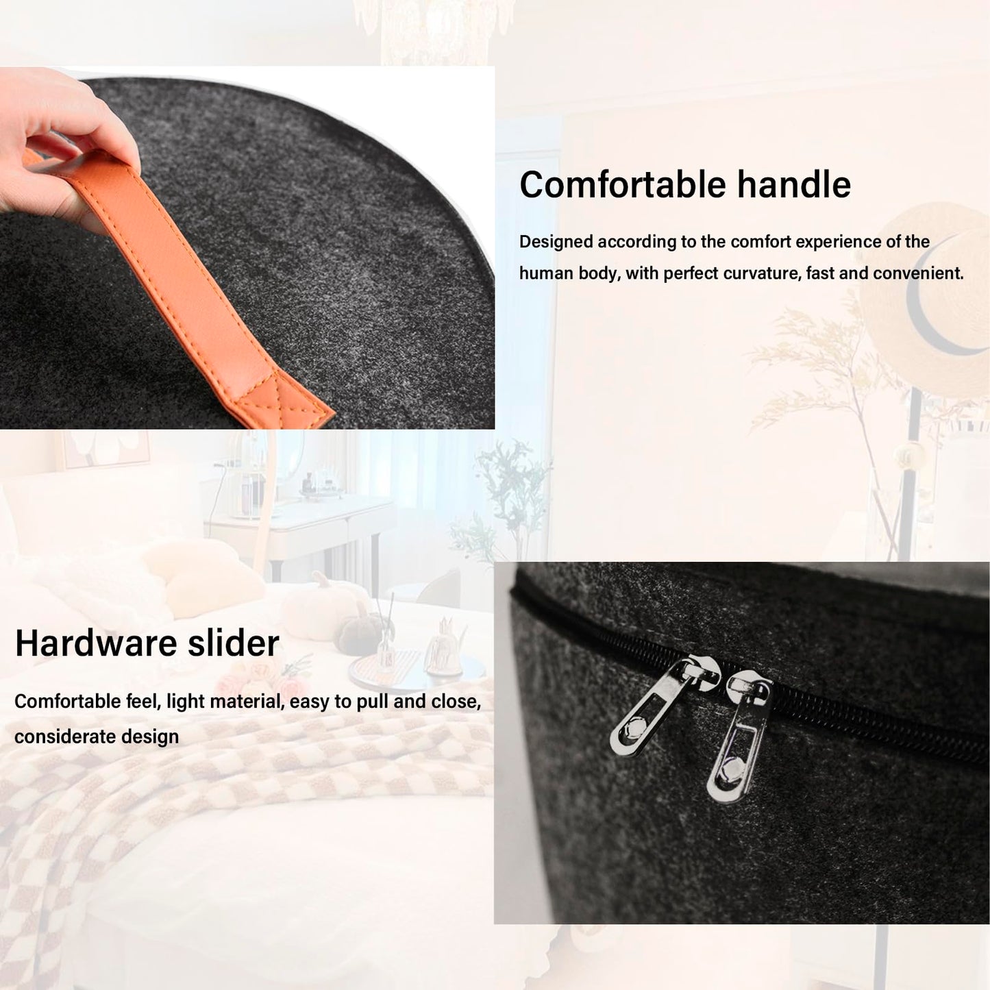 DYOUen Hat Boxes Hat Storage Box Felt Round Hat Box Foldable with Carry Handle and Clear Window for Wardrobe Organization, Travel,Dustproof (pink)