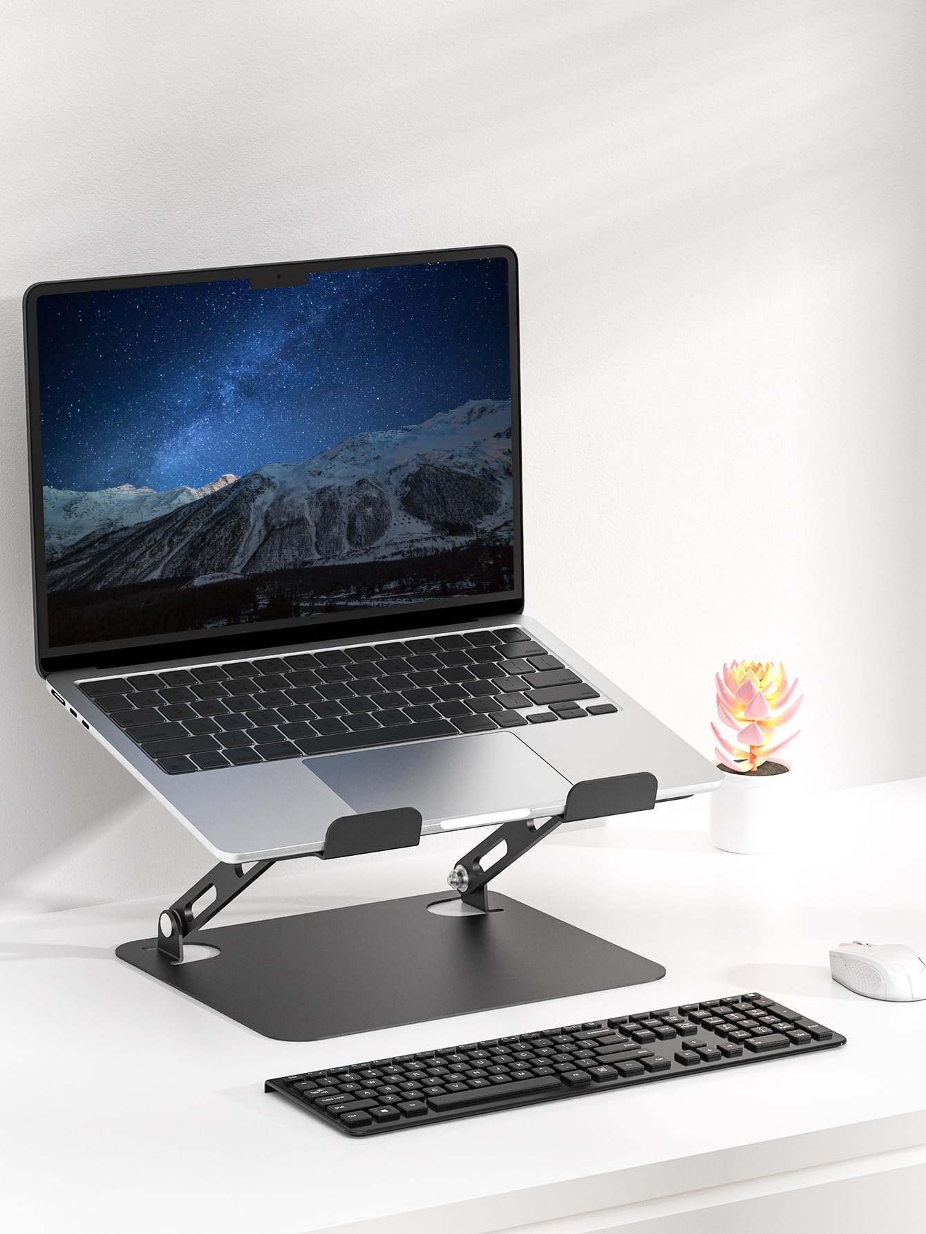 SOUNDANCE Laptop Stand, Heavy Metal Base, Adjustable, 10-15.6", Black