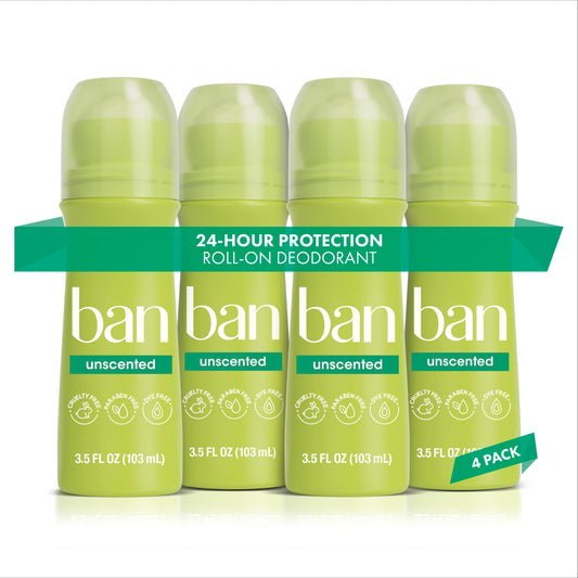 Unscented Original Roll-On Antiperspirant Deodorant by Ban for Unisex - 3.5 oz Deodorant