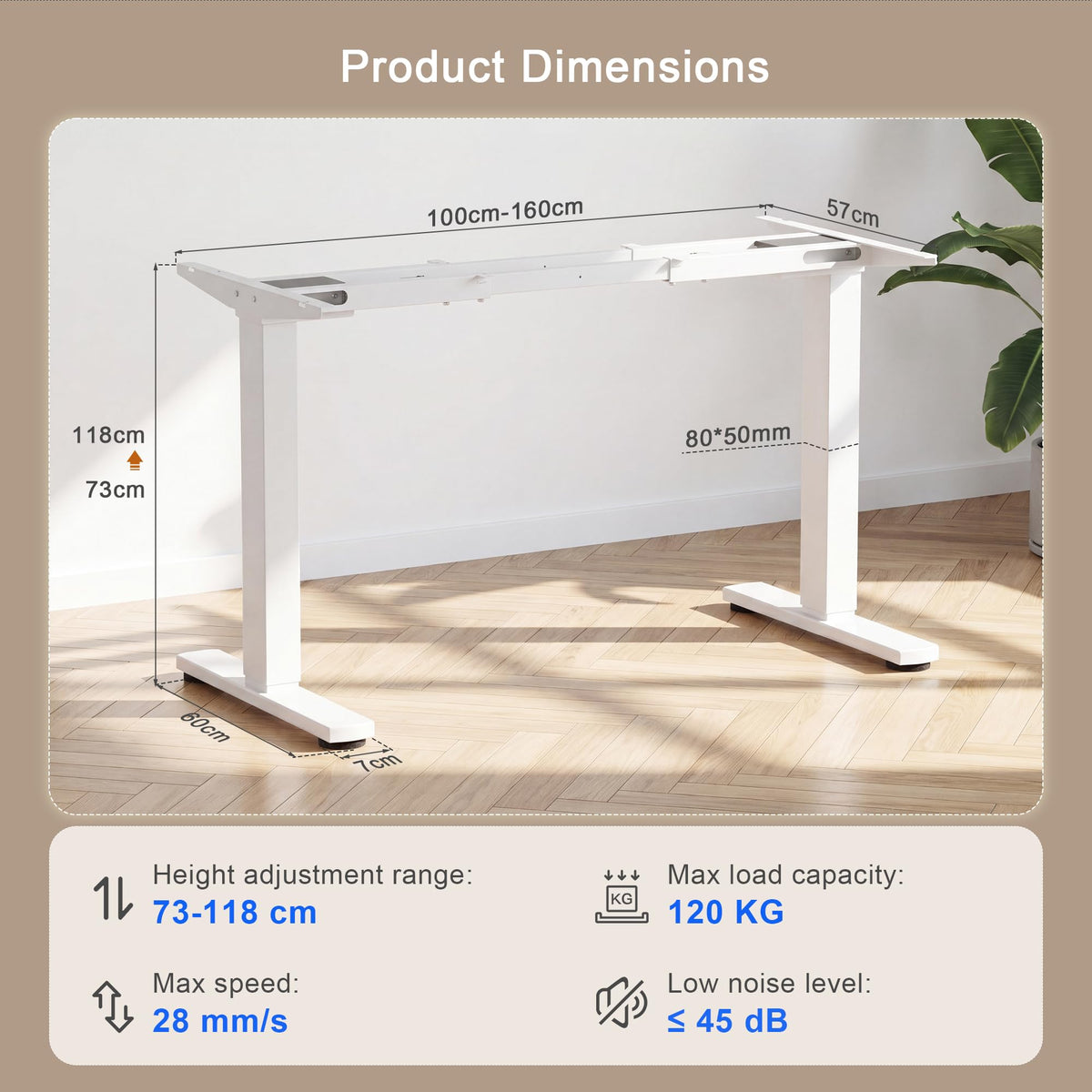JUMMICO Height-adjustable desk frame with 2 strong motors, table frame, height adjustable with 3 memory controls, for sit-stand white