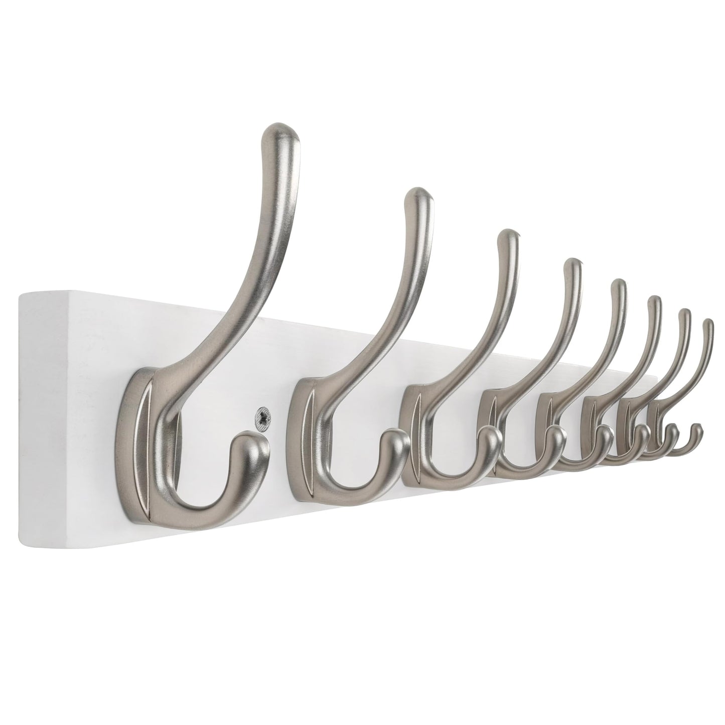 HONSKY Wall Coat Rack - 8 Double Hooks (56cm) | Wooden & Metal Towel/Coat Hanger for Entryway, Bathroom, Bedroom, Garage | Easy Install