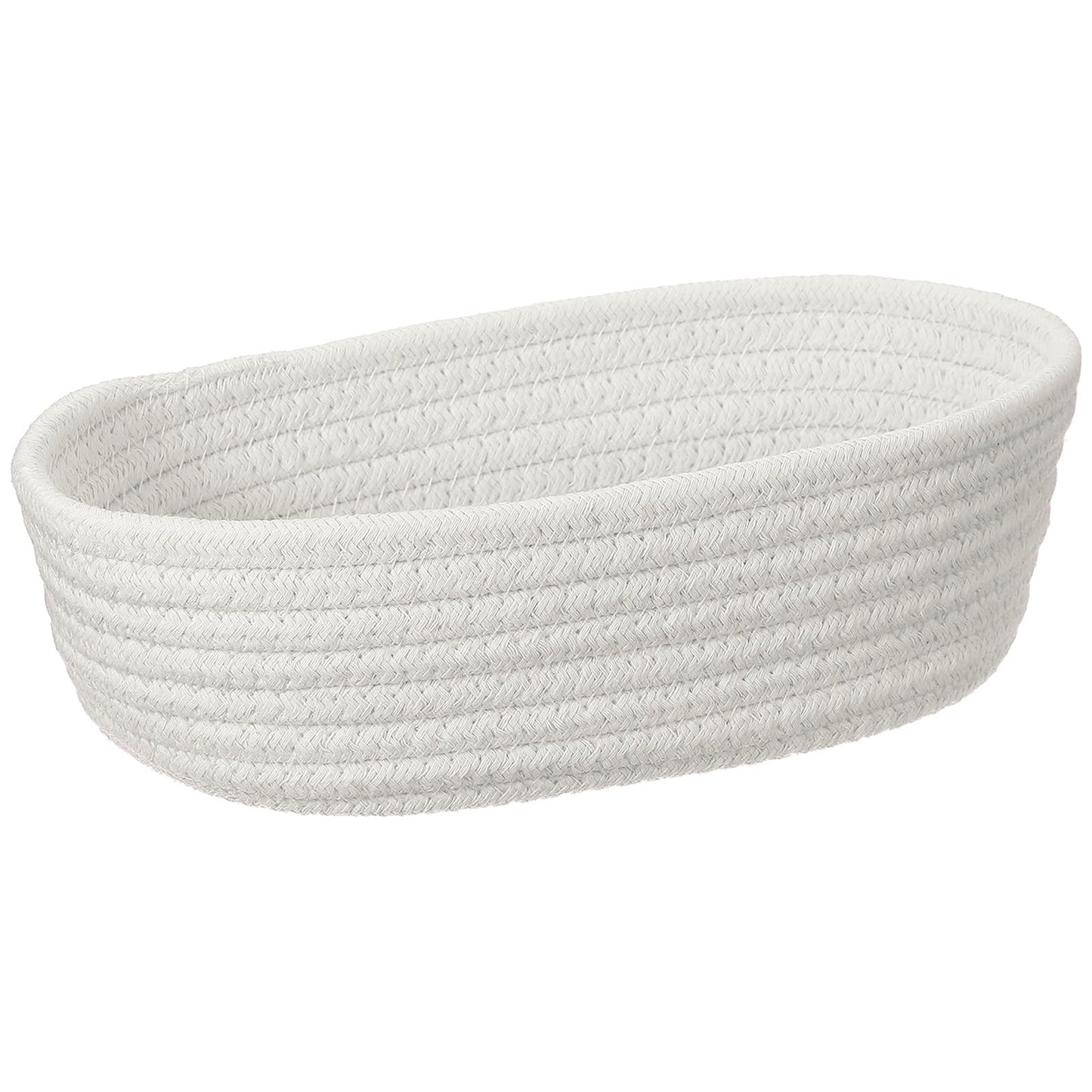 sourcing map White Small Cotton Rope Woven Storage Basket, Shelf Closet Storage Gift Woven Baskets Cute Nursery Box Bin Decor Organization Bin for