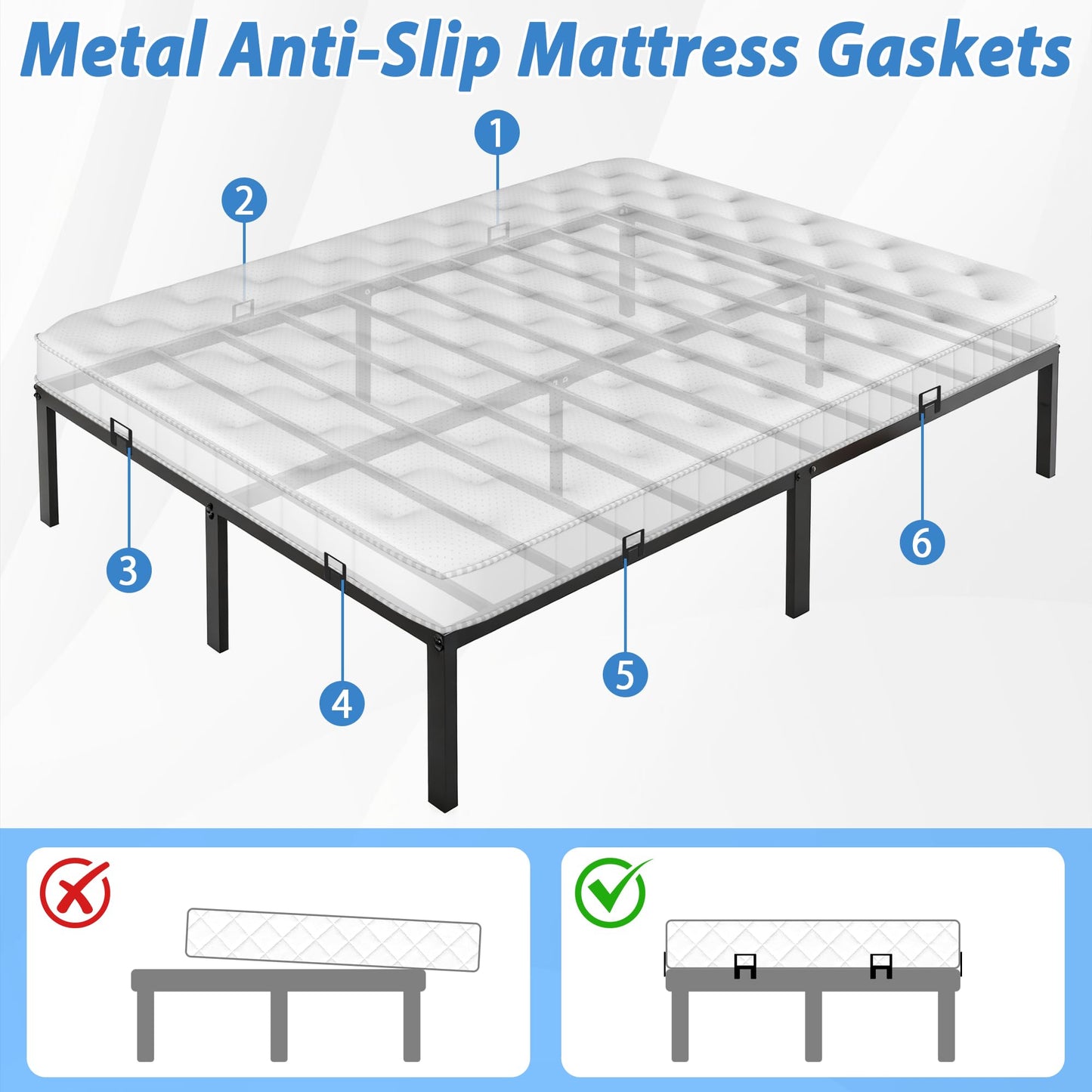 ohbien 6 Pack Mattress Slide Stopper, Adjustable Non Slip Mattress Holder