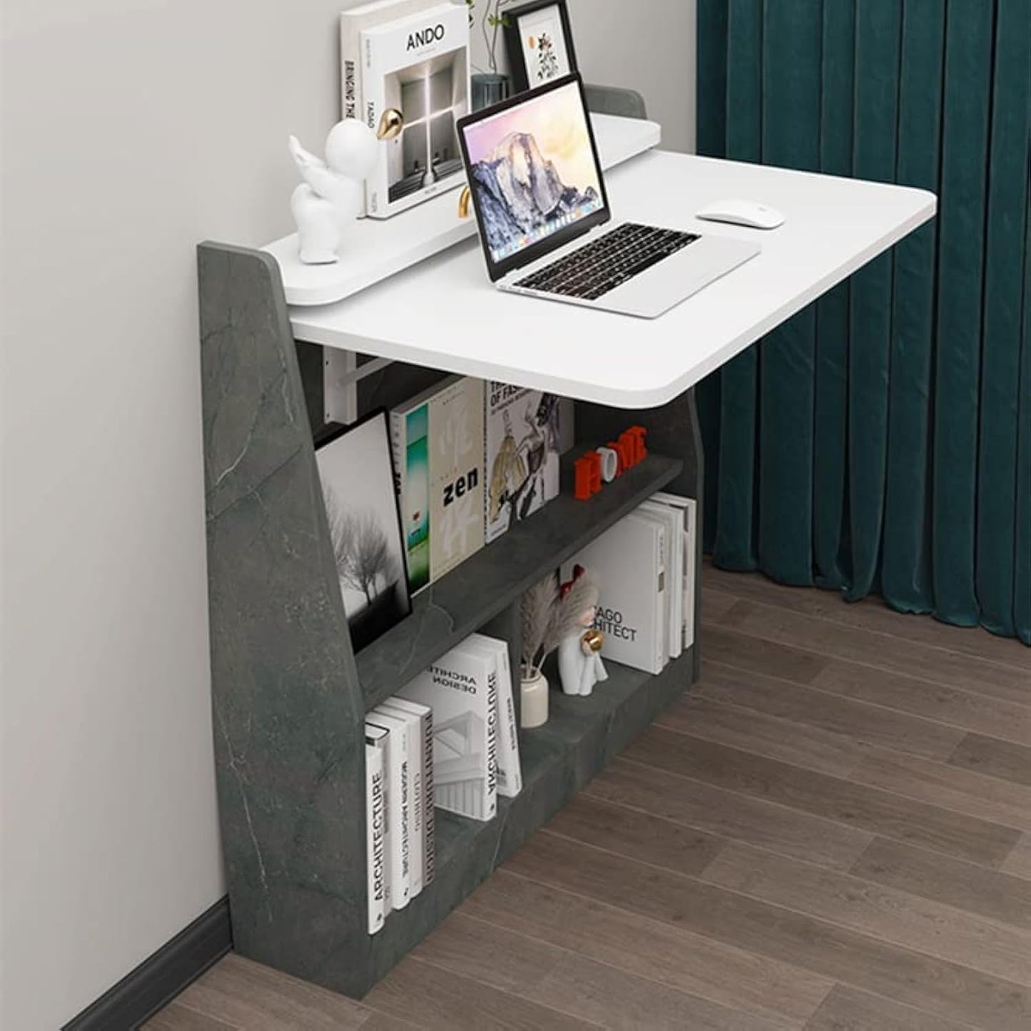 Pmnianhua Wall Mounted Drop-leaf Table Shelf, Wooden Laptop Desk, Multifunctional