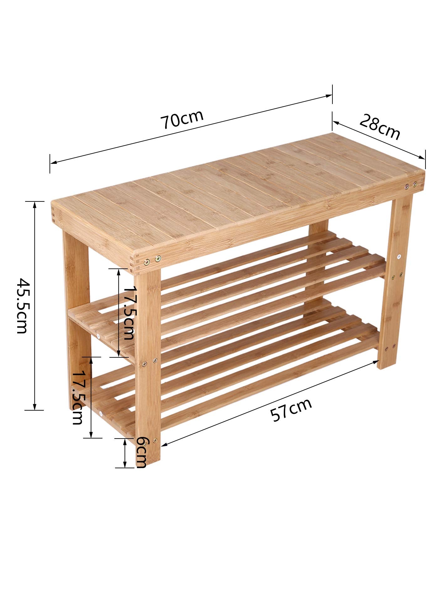 KKTONER Bamboo Shoe Rack Bench 3 Tier Entryway Seat Shoe Organizer Storage Shelf (Yellow)