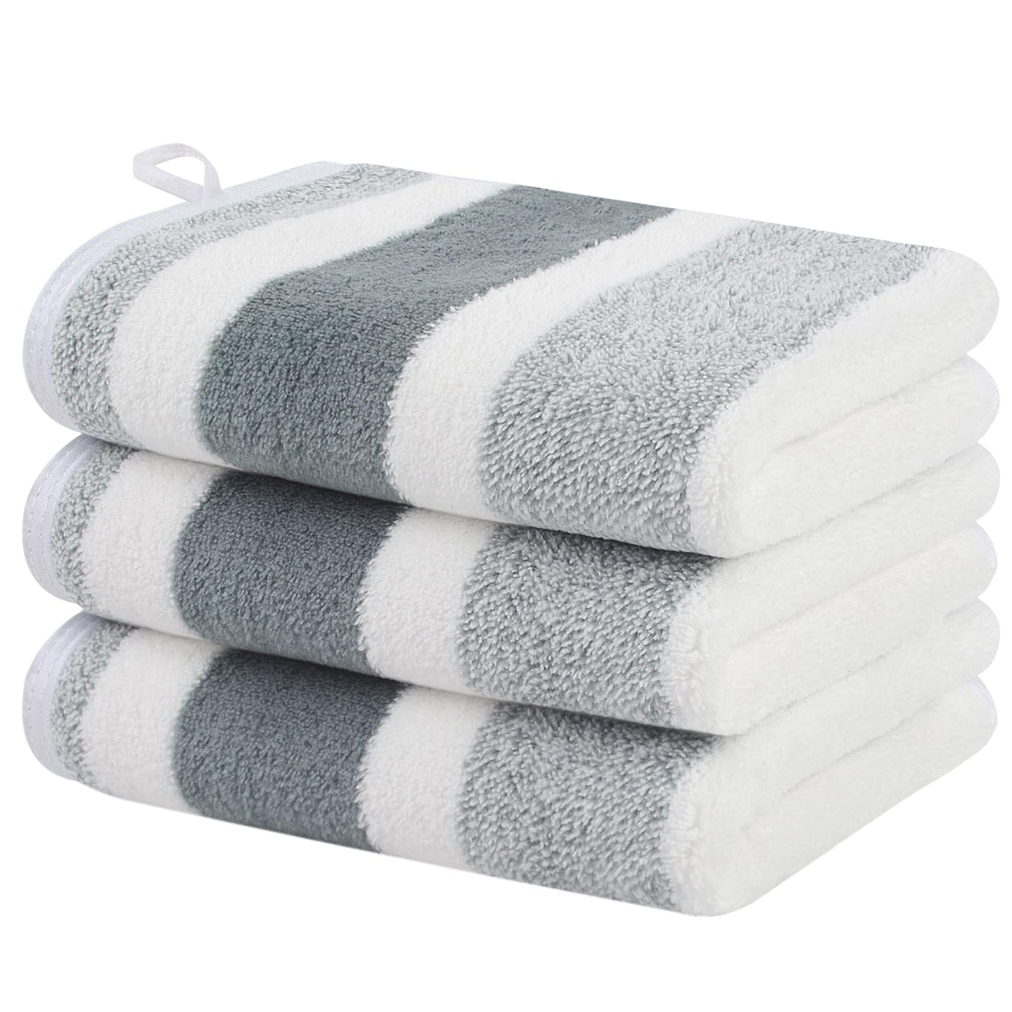 VIVOTE Microfibre Hand Towels for Bathroom with Hanging Loop Grey 3pcs