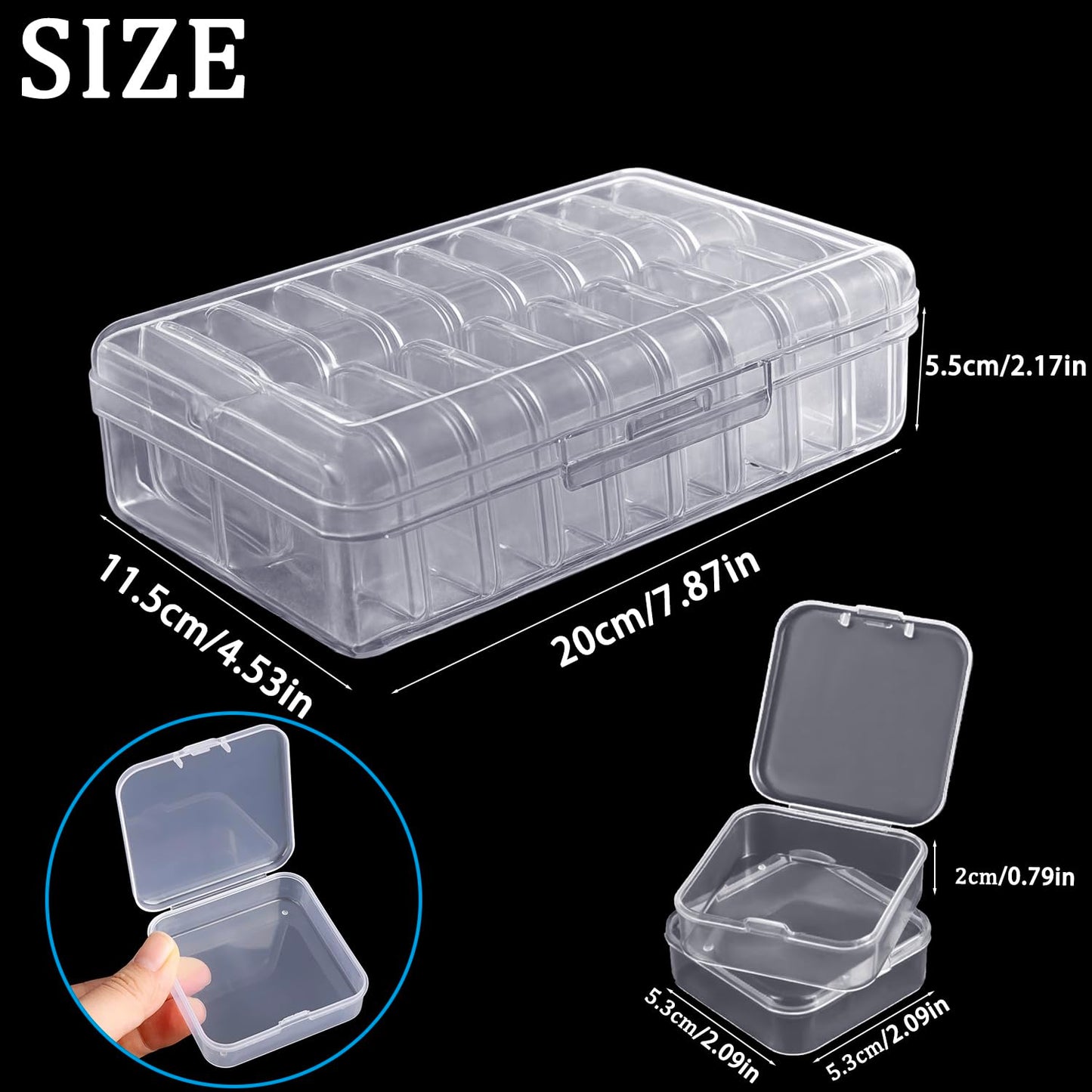 Qualsen Storage Boxes with Lids, 18 Pieces, 5.3 x 5.3 x 2 cm, 1 Pack