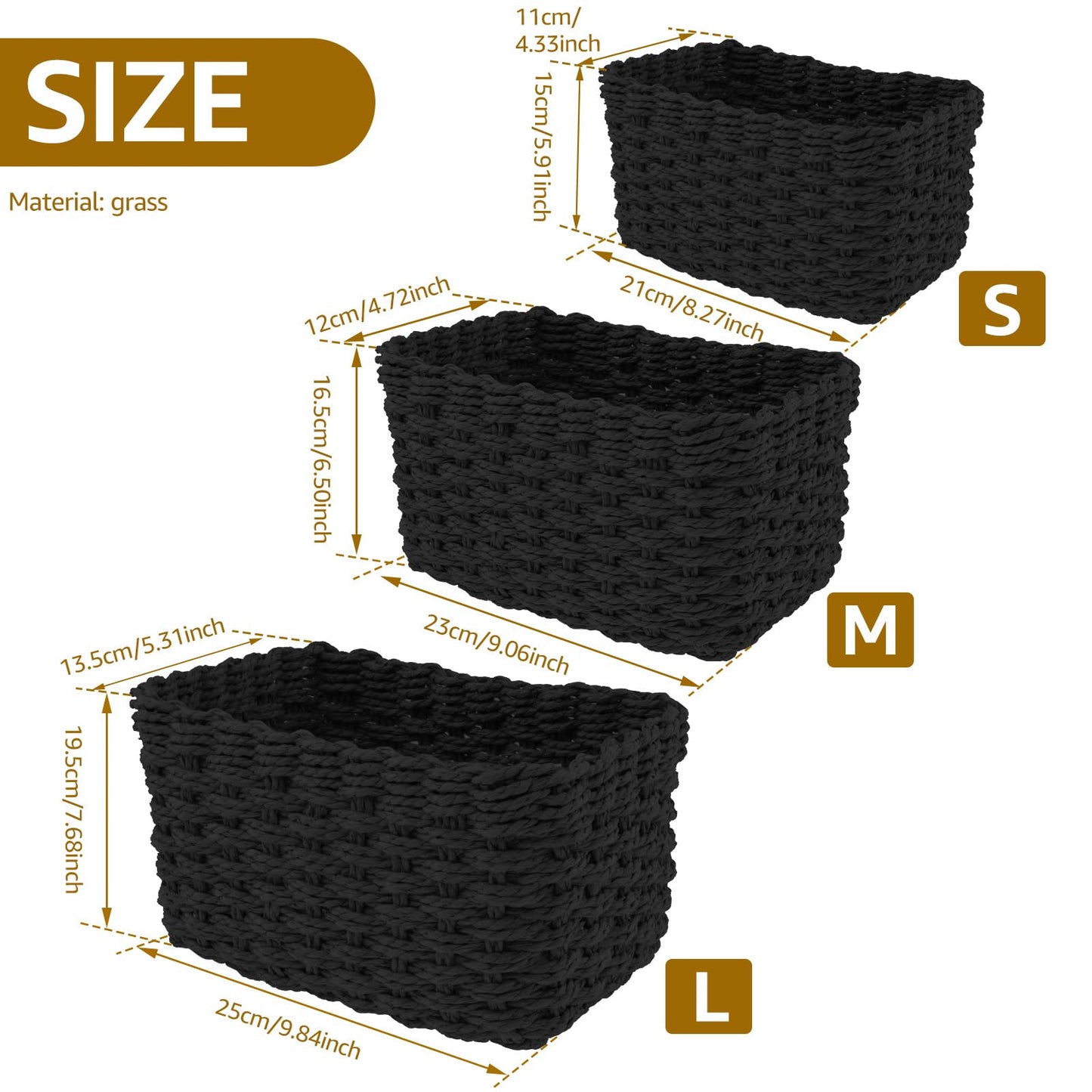 Storage Baskets 3 Pcs Woven Storage Basket Bathroom Baskets Toiletries