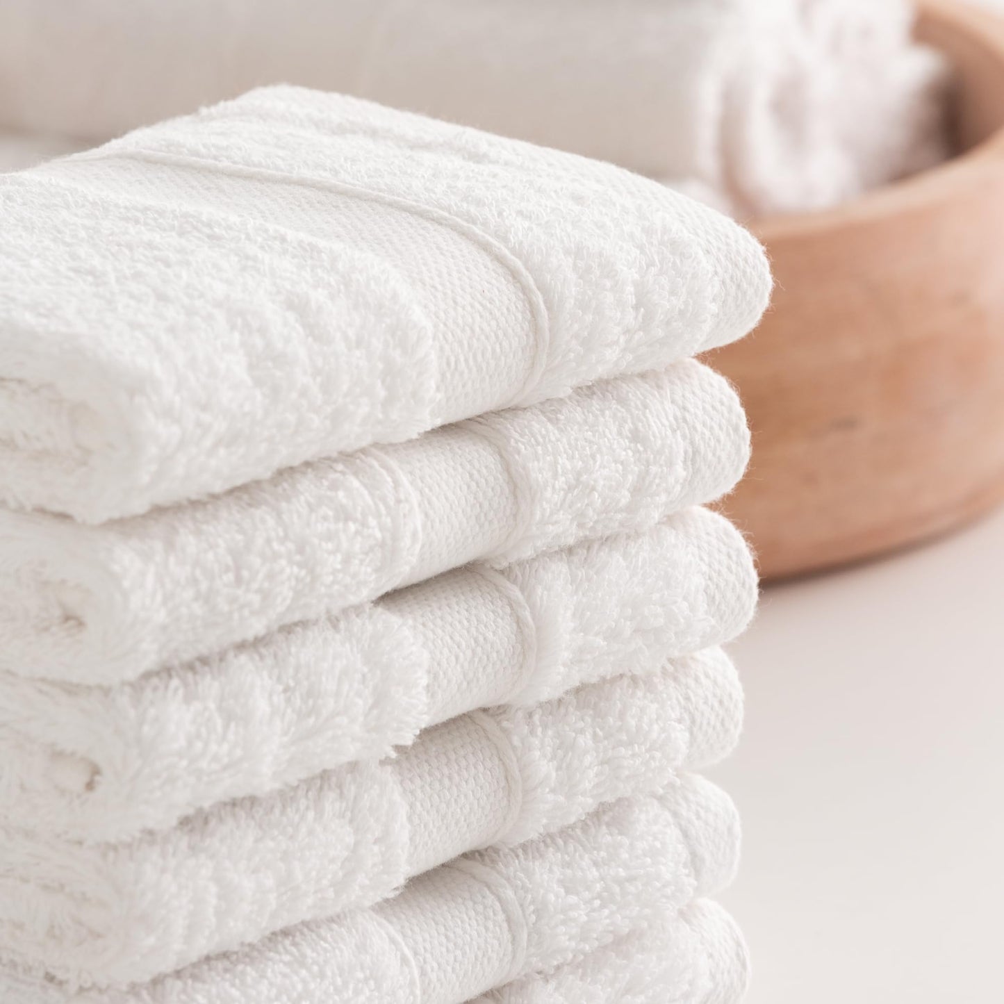 Todocama - Set of 12 Hand Towels (30 x 30 cm) 100% Soft and Absorbent Cotton, 550 gsm Premium, (White)