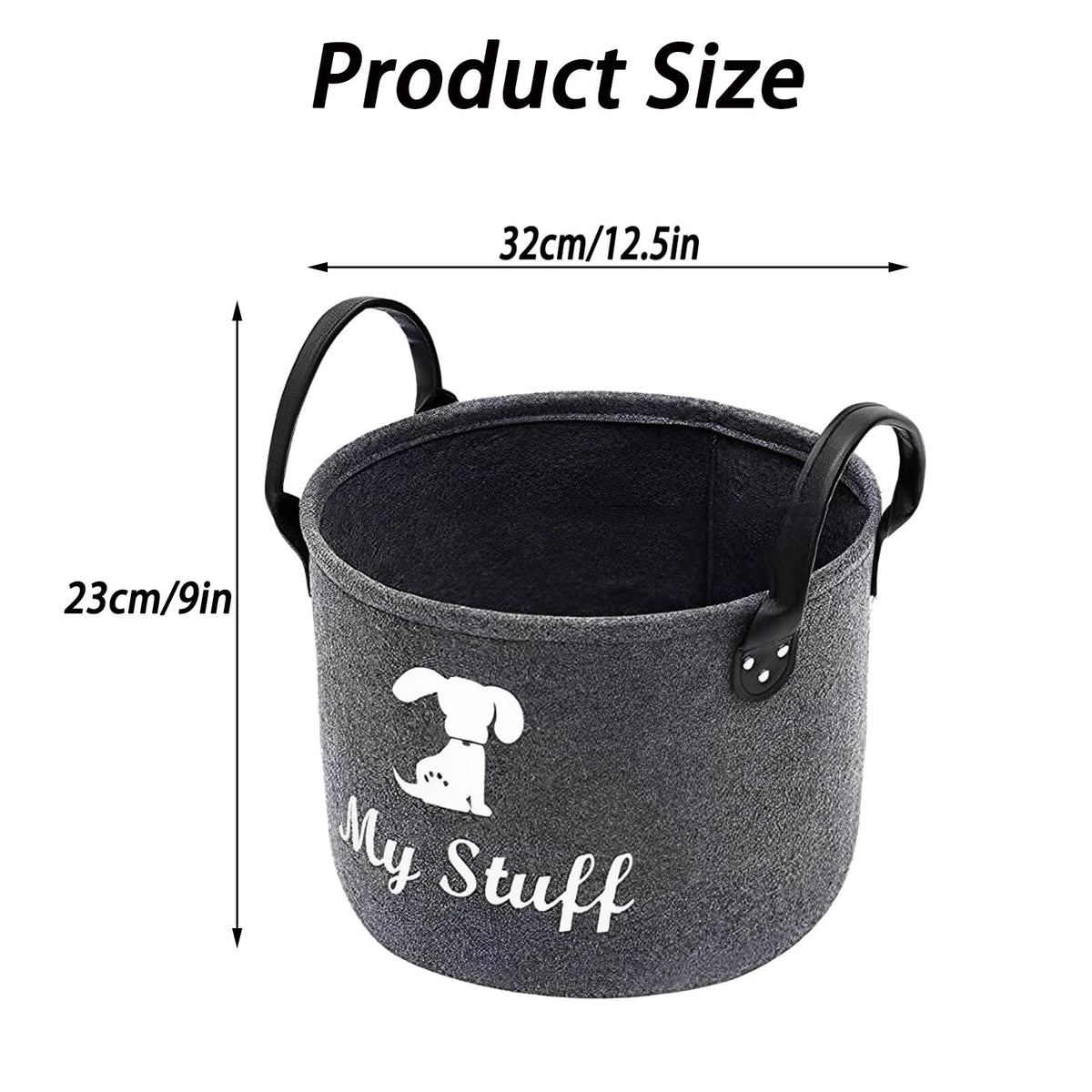 Dog Toy Storage, Dog Toy Box Storage, Toy Box for Dogs for Organizing Pet Toys Blankets Leashes Food - Dark Grey Felt