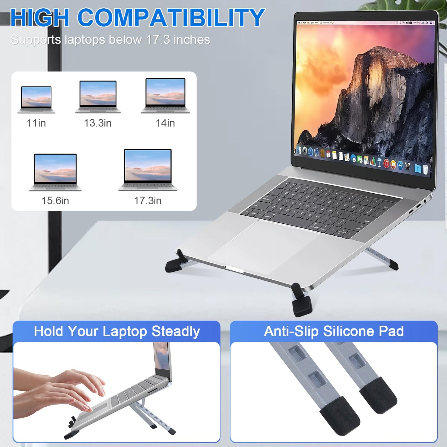 Laptop Stand for Desk, 5-Angle Adjustable Laptop Riser with Carry Bag,16cm Portable Foldable Laptop Holder
