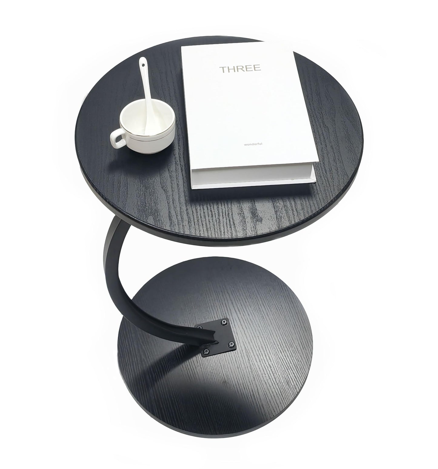 ZOYIZEN Side Table Wooden Black, End Table C-shaped, 40 * 60 CM （Ø*H）