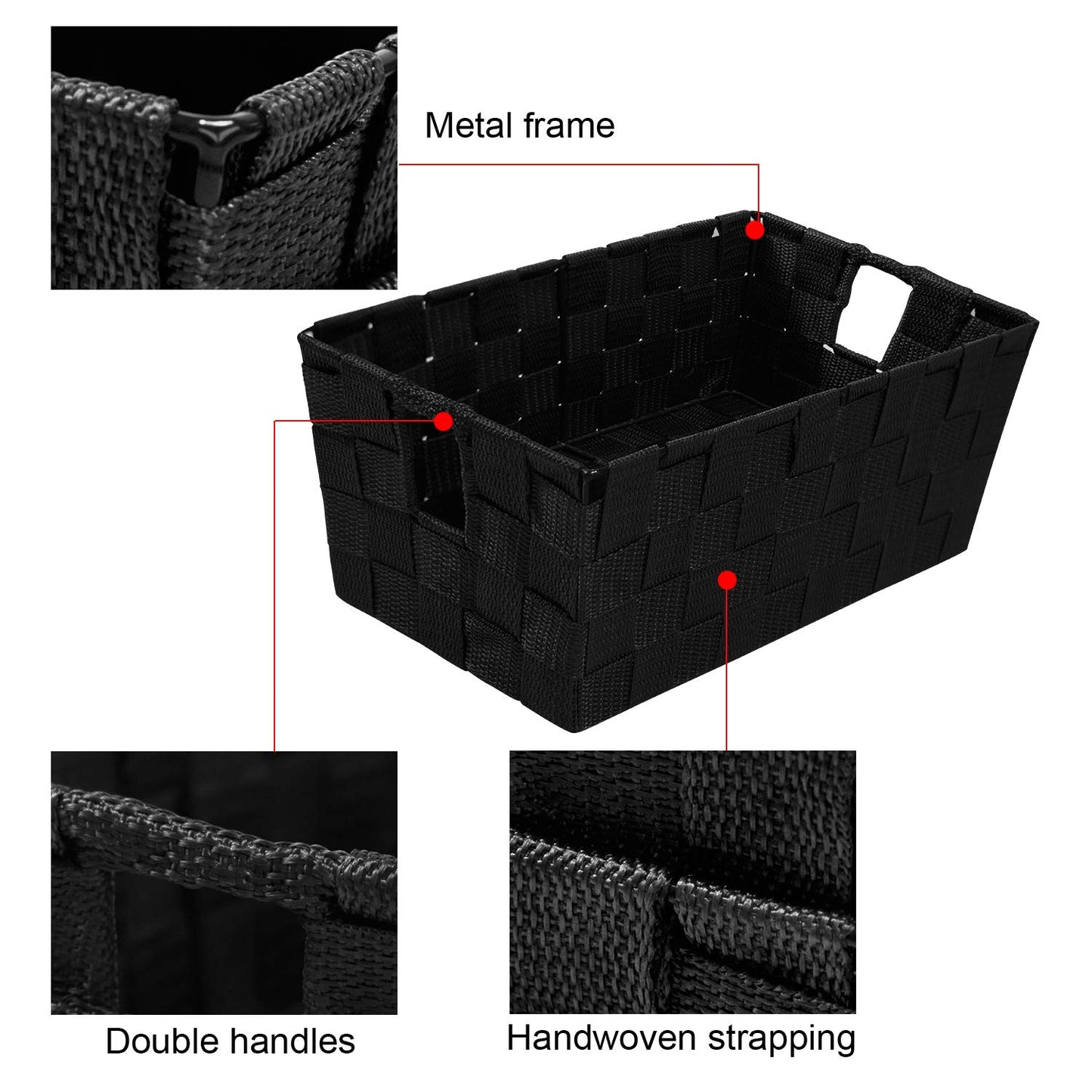 homyfort Woven Shelf Storage Tote Baskets Bins Container, Durable Storage Organizer Boxes with Built-in Handles for Bedroom, Office, Closet