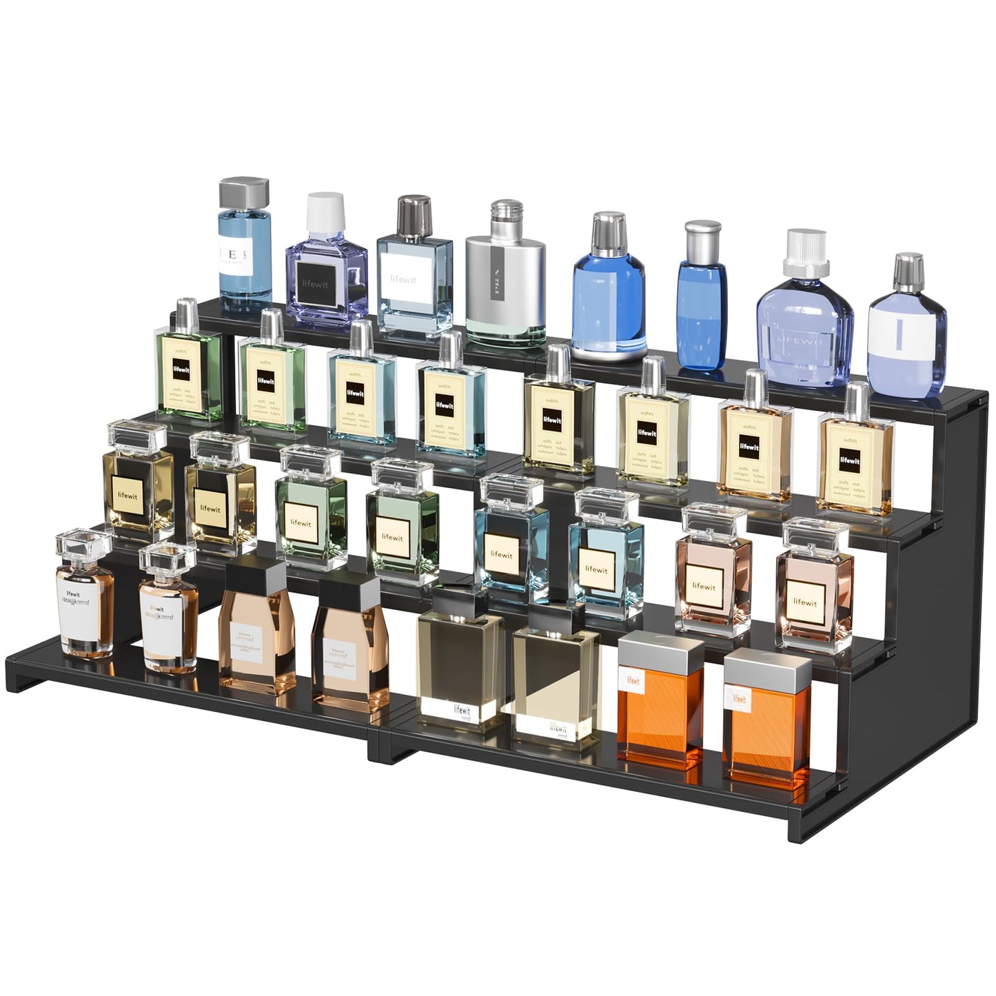 Lifewit 4 Tier Perfume Organiser, Plastic Cologne Stand, Tool-Free Assembly, Fragrance Makeup Cosmetics Display Shelf for Vanity Bedroom Bathroom