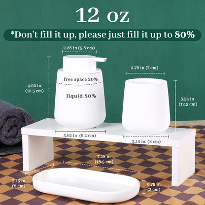 BosilunLife White Bathroom Accessory Set - 3 pcs Ceramic Bathroom Soap Dispenser Set Farmhouse Bathroom Counter Decor Set Accessories