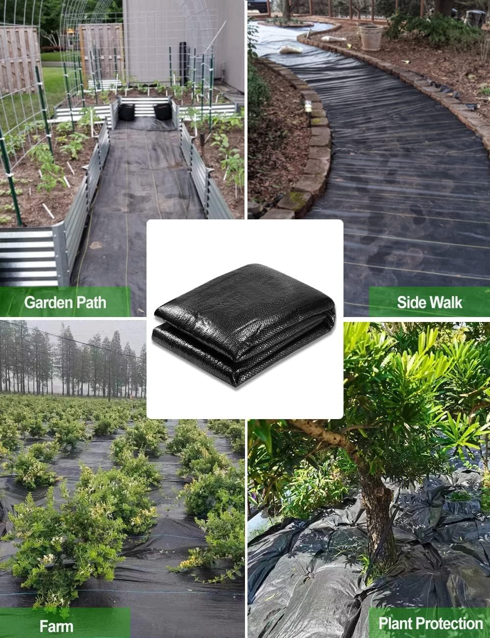 wohohoho 6.6ft x 82ft Weed Control Membrane, 2m x 25m Garden Weed Membrane Heavy Duty Landscape Weed Control Fabric, 3.2oz Weed Suppressant Membrane