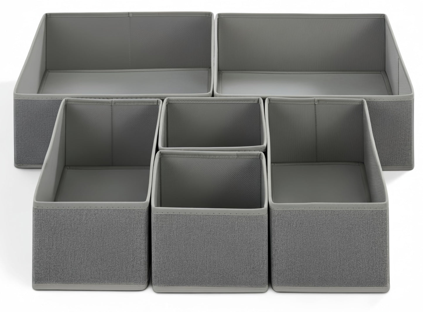 Nesrefyn 6-Pack Drawer Dividers & Organisers for Wardrobe – Foldable Storage Organisers for Clothes, Underwear, Socks, Bras, Accessories, Grey
