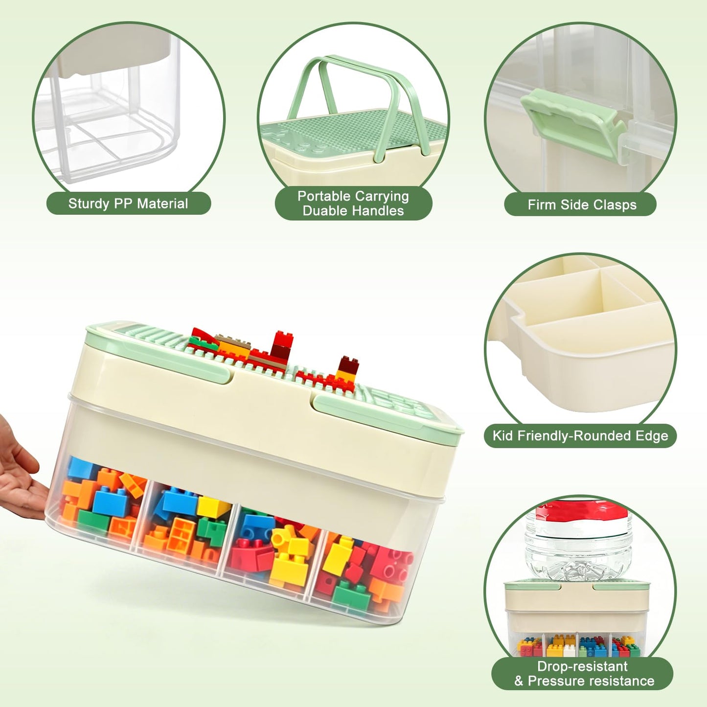 3 Tiers Kids Toys Storage Boxes for Lego, Stackable Organiser with Lids