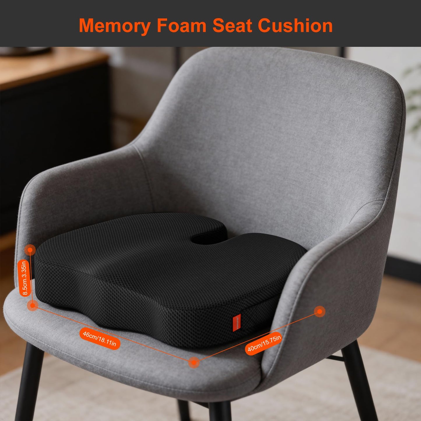 inaepeak Seat Cushion for Office Chair, Memory Foam Seat Cushion for Coccyx Tailbone Pain Relief, Seat Cushions for Office Desk/Car/Wheelchair/Chair