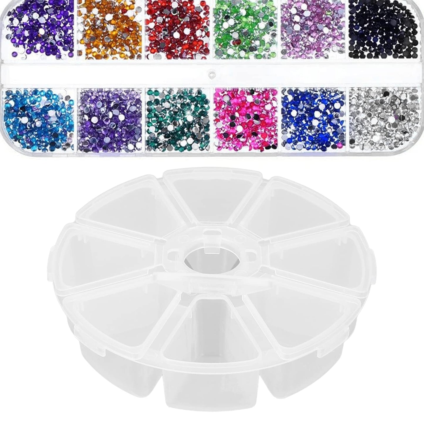 8 Grids Plastic Organizer Box Round Clear Storage Container Jewelry Box for Bead Nail Art Items Jewelry DIY Crafts Embroidery Thread Storage