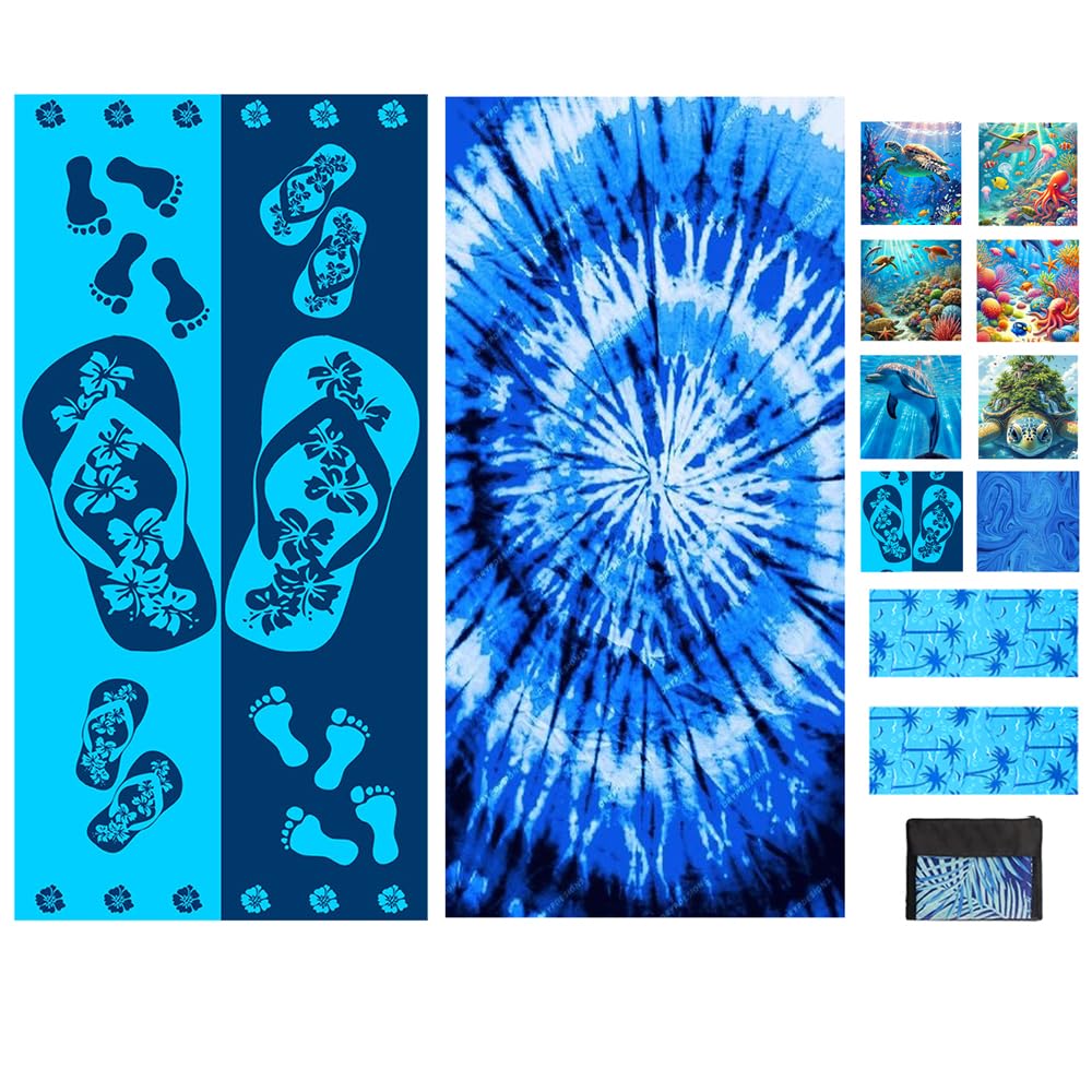 JAODFK 2 Pcs Microfibre Beach Towel 71"X32" Quick Dry Lightweight Sand Free Extra Large Thin Towels Travel Essentials For Adults Womens Swim Bath