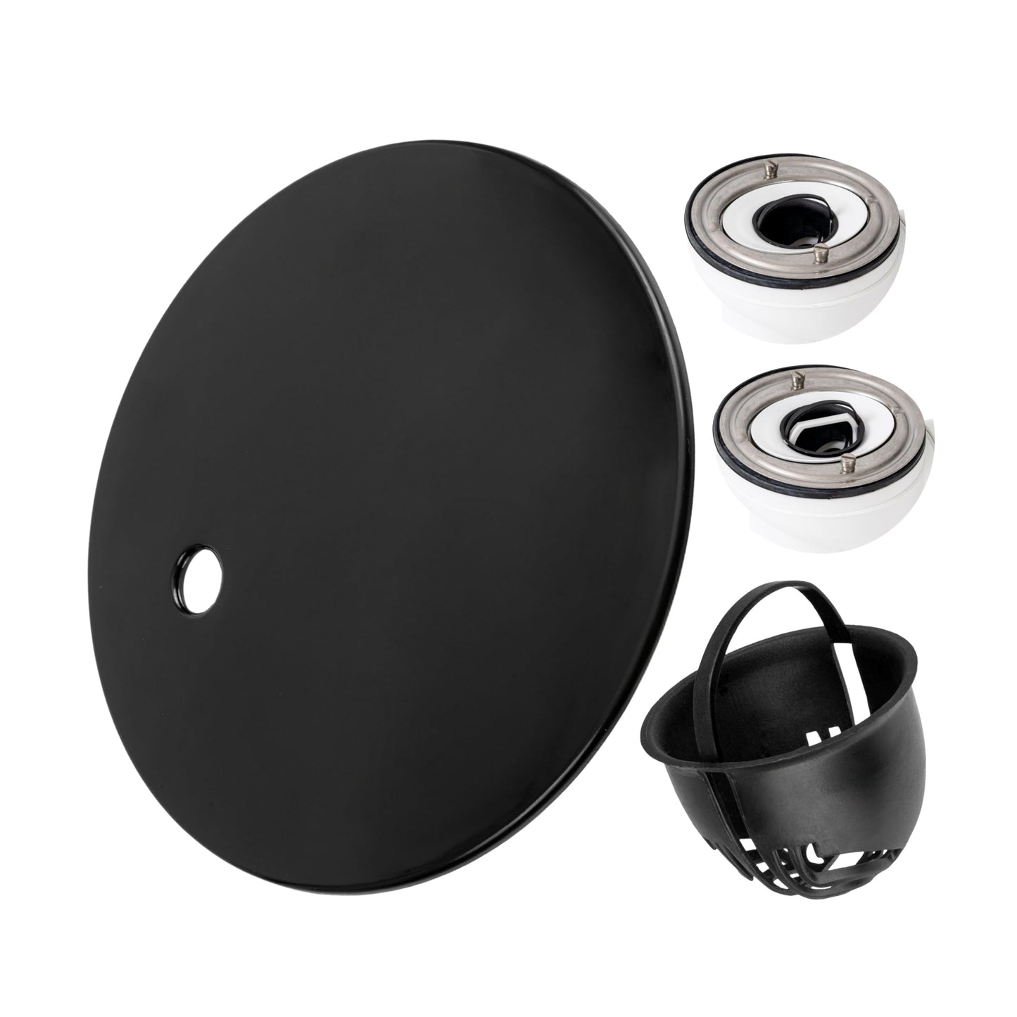 Cover Set with Hair Strainer for Shower Drain, Ø 112 mm, Compatible with Viega Tempoplex Drain Year 2001-2006, Black ABS ASA Cover, Hair Filter