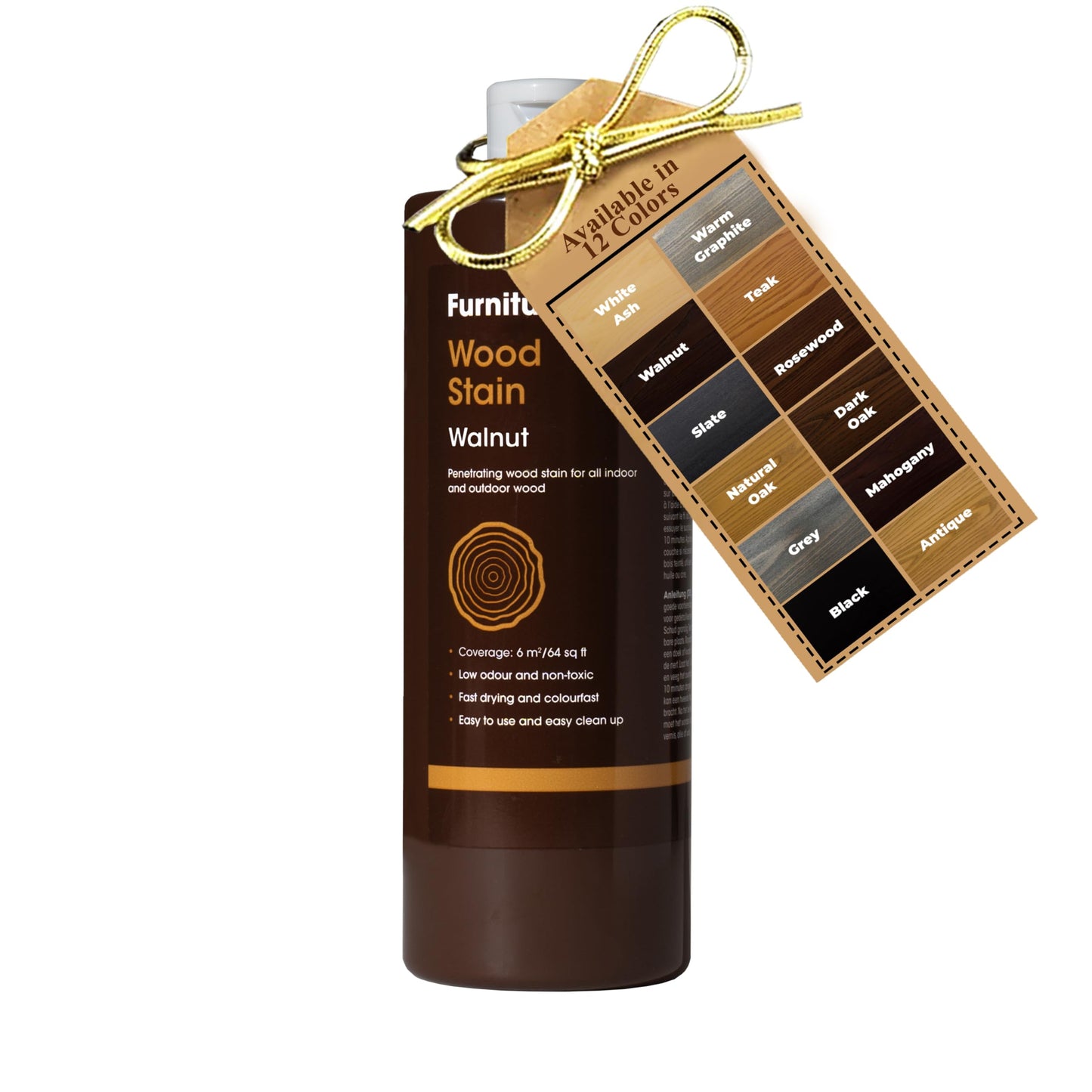 Furniture Clinic Wood Stain (Walnut) ? Fast Drying, Highly Concentrated, and Easy-to-Apply Wood Stain for All Indoor & Outdoor Wood ? Water Based &