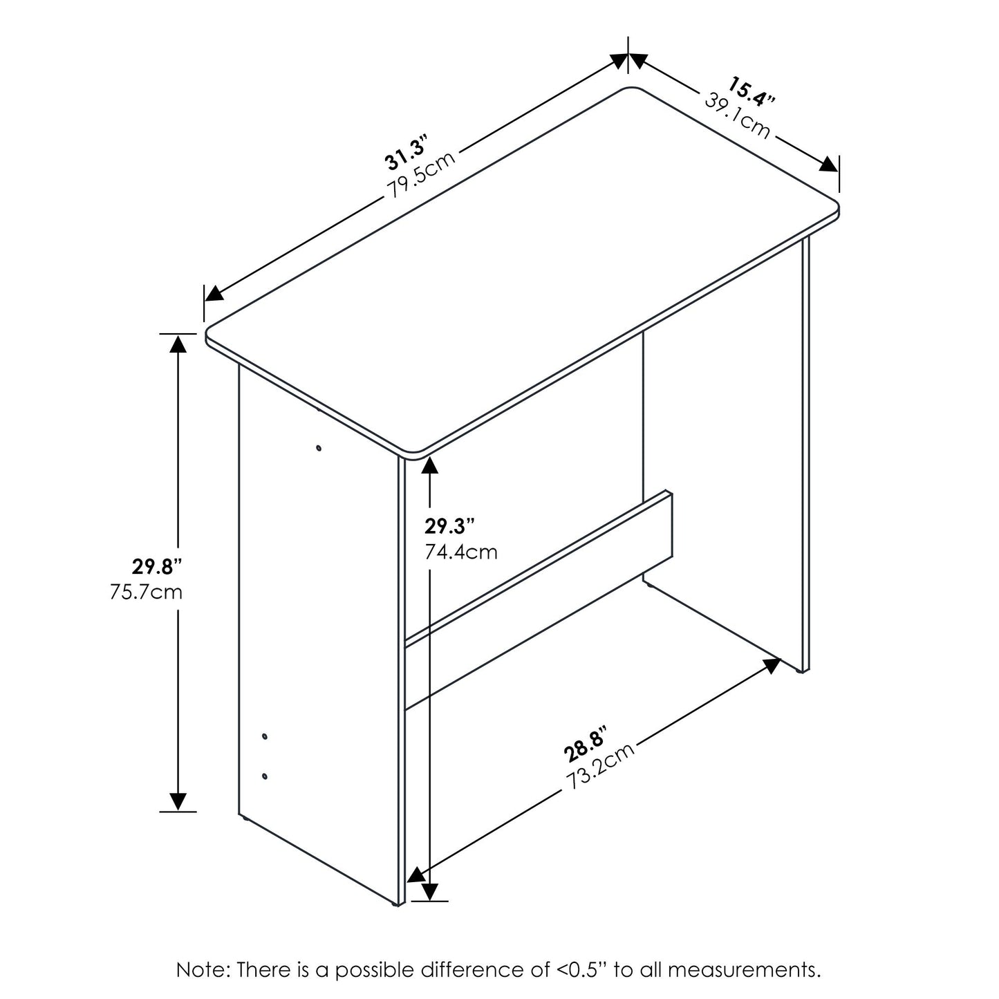 Furinno Simplistic Computer Desk, Study Desk, Writing Desk, Espresso, 39.1 (D) x 79.5 (W) x 75.7 (H) cm
