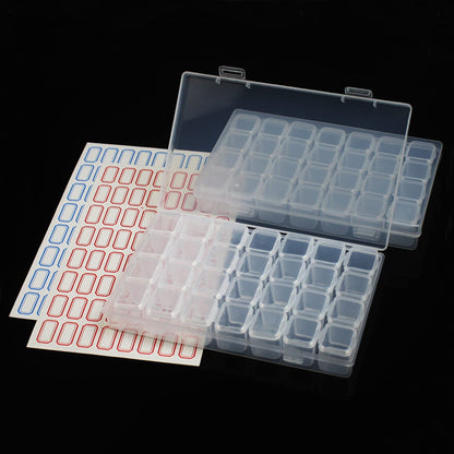 Pangmao 2 Pack 56 Grids Jewelry Storage Box Diamond Painting Box Clear Bead Plastic Storage Organizer Container Boxes with Stickers