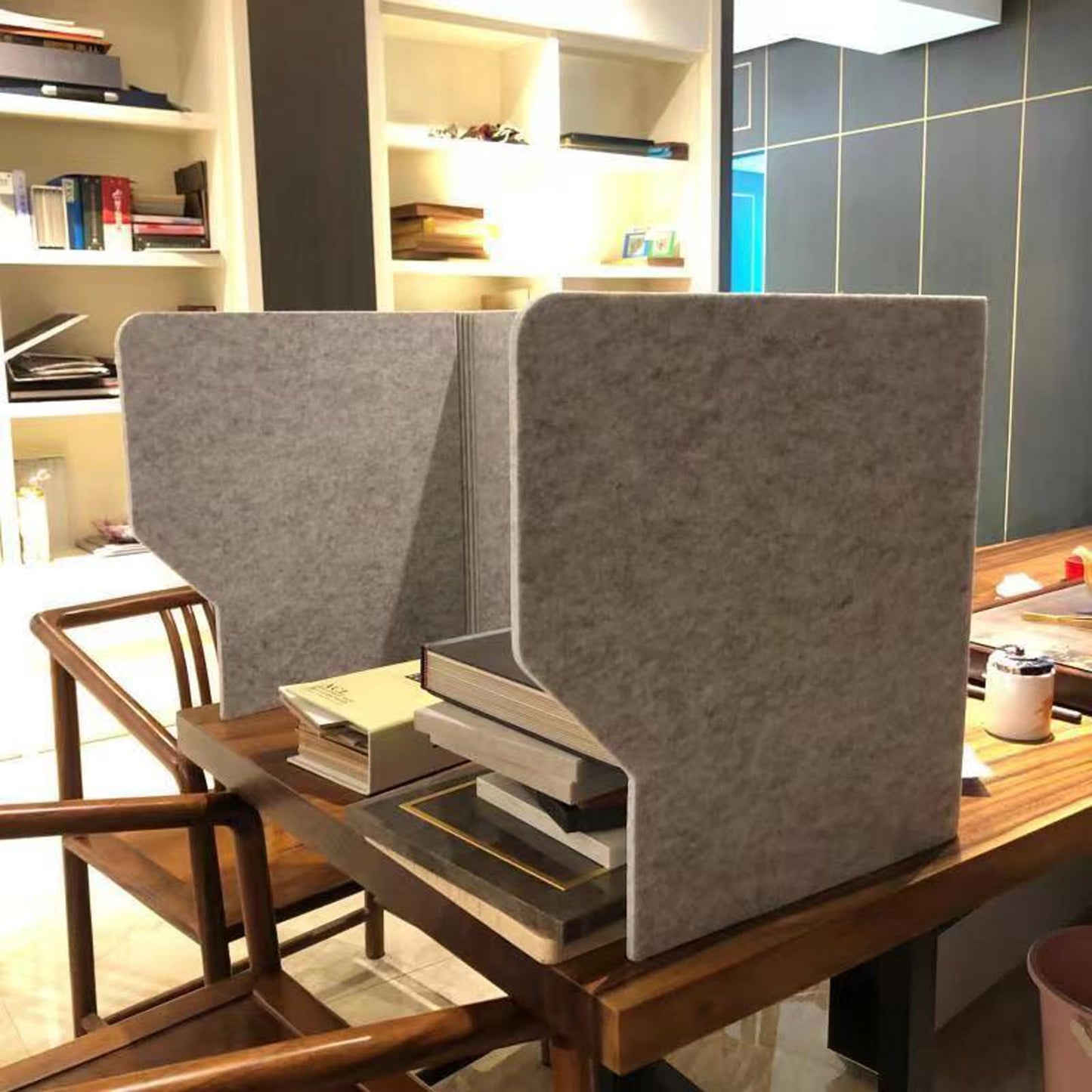 100cm Gray Felt Desk Privacy Divider Panel - 100cm Foldable Classroom Desk Partition Shields -Desktop Separator Panel