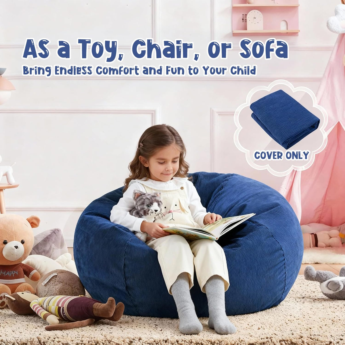 Nobildonna Bean Bag Chair Cover No Filler for Kids Beanbag Stuffed Animal Storage Without Filling Plush Toys Holder and Organizer Soft Premium