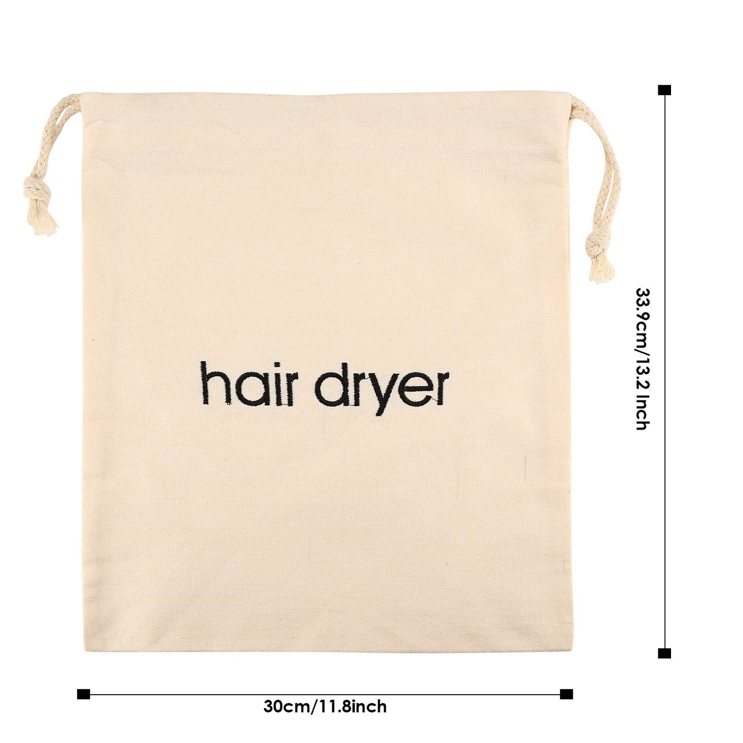 ERKXD Hair Dryer Bags Drawstring Bag Container Hairdryer Bag for Travel Bathroom 30 x 34cm (White)