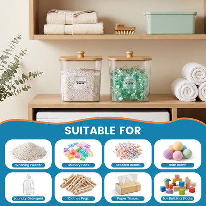 TranRantic 2 Pcs Laundry Pods Storage Containers with Lid 15.5×15.5×18cm