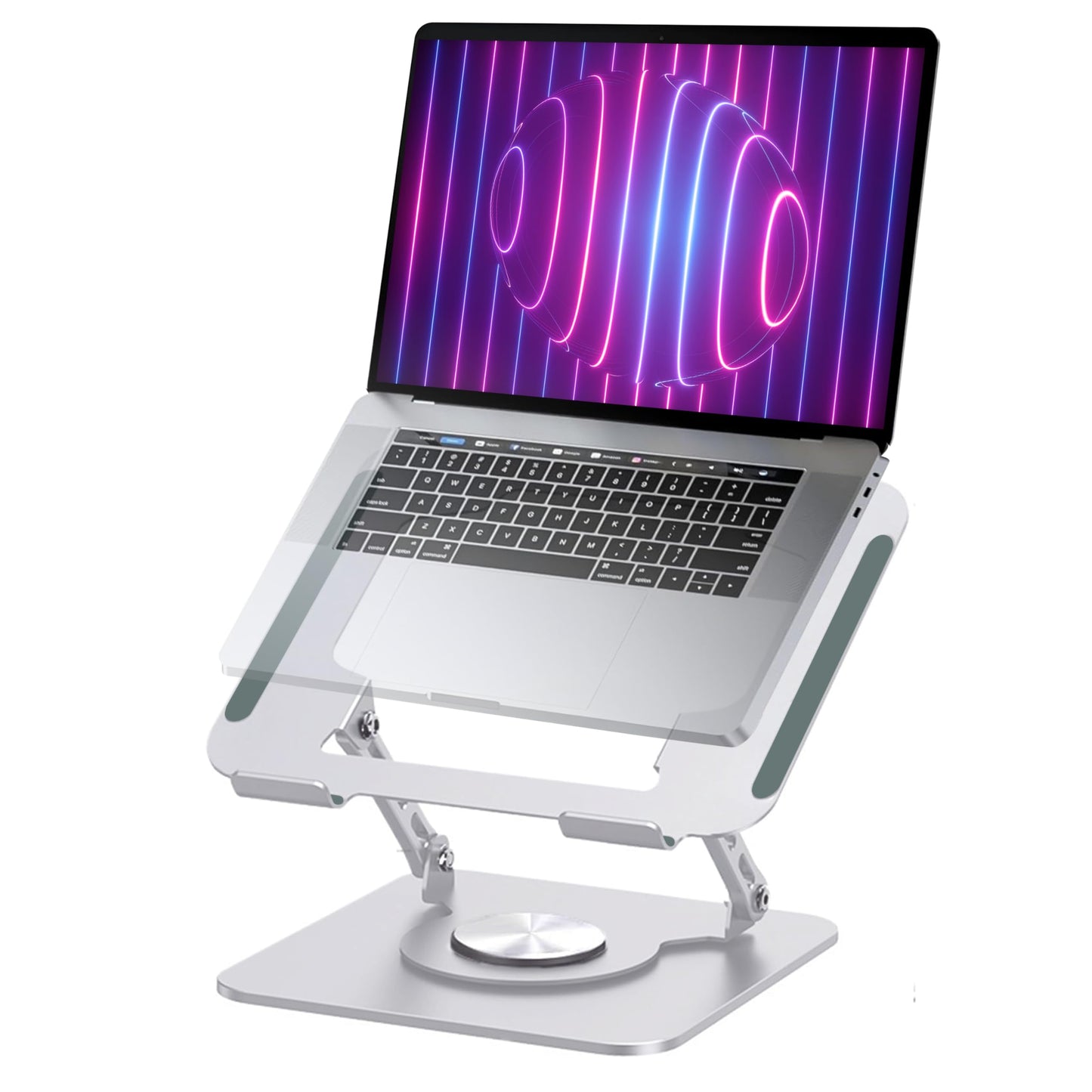 MENDELEEV STYLE Silver Laptop Stand for Desk with 360 Rotating Base Compatible with MacBook Pro/Air Notebook up to 16 Inches Computer Stand for