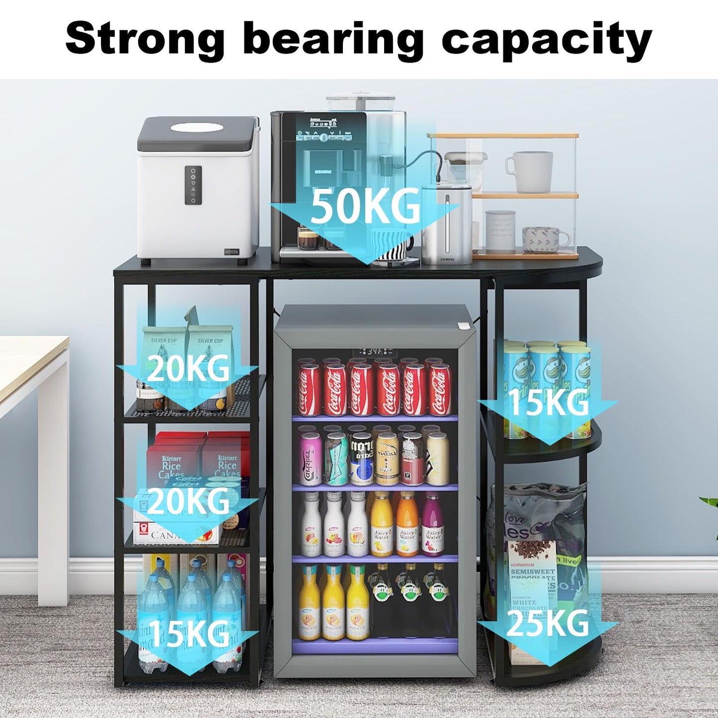 PUNCIA Mini Fridge Cabinet with Storage for Home Dorm Black