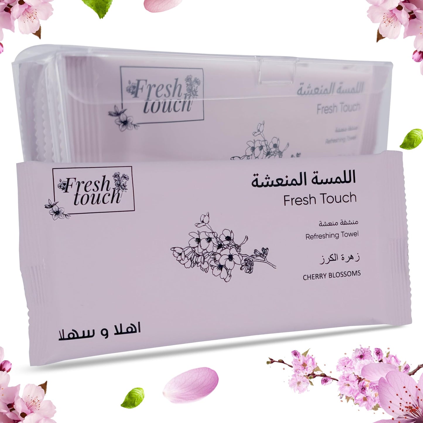 G4GADGET Luxury Disposable Refreshing Towel Wipes 6 Pack - Cherry Blossom Scent | 25cm x 25cm Towels for Hands & Face | Hot & Cold Use