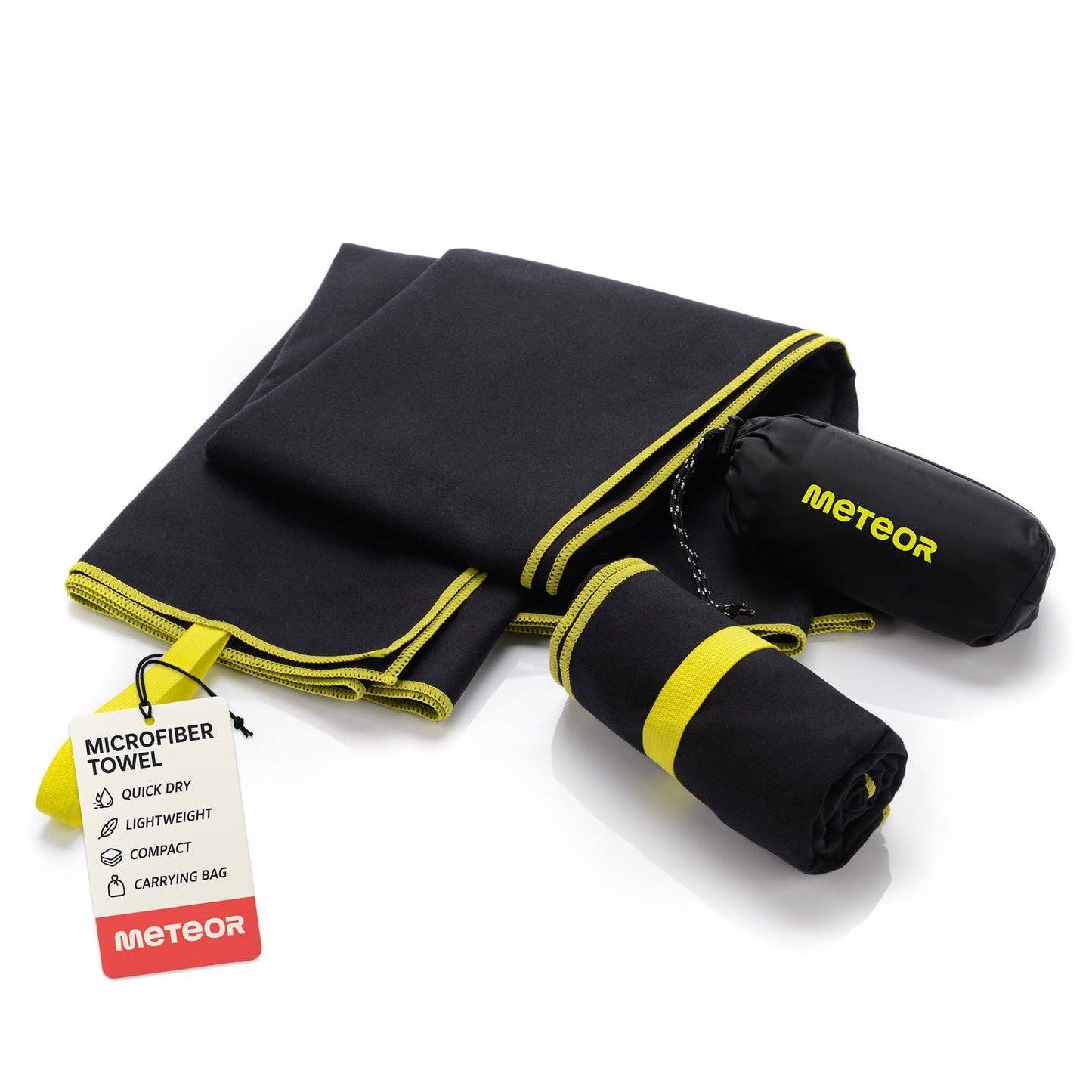 meteor microfibre towel – Lightweight travel towel for gym, swimming, backpacking – Compact & quick-dry gym towels with carry pouch