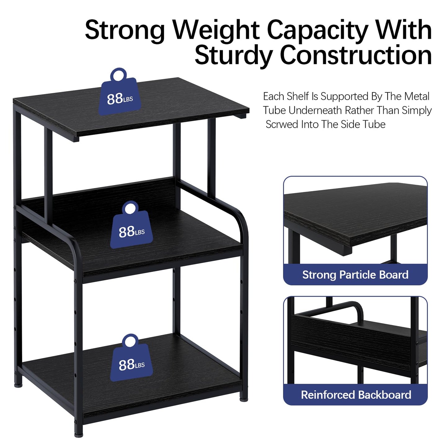 3-Tier Printer Stand Table with Storage,3d Printer Shelf,Multi-Purpose Printer Organizer With Shelf and Wheels