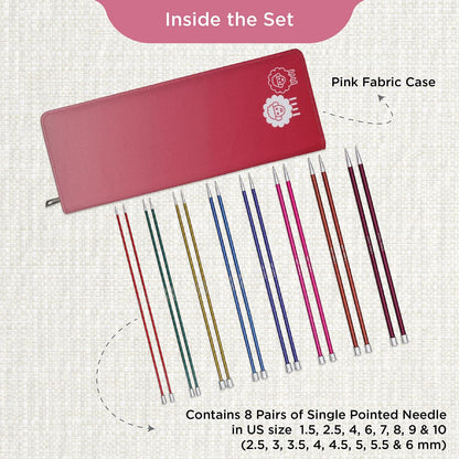 KnitPro Single-Pointed Knitting Needle Set - Zing (35cm) - 2.50-6.00mm