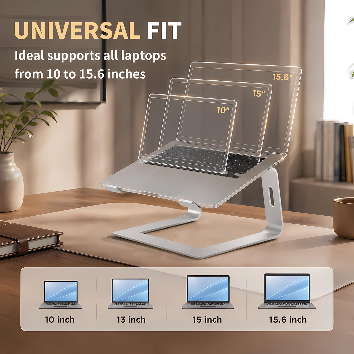 Orionstar Laptop Stand for Desk, Aluminum Laptop Riser, Portable Computer Stand for Apple Mac MacBook Air Pro 10-15.6 Inch Notebook Computer