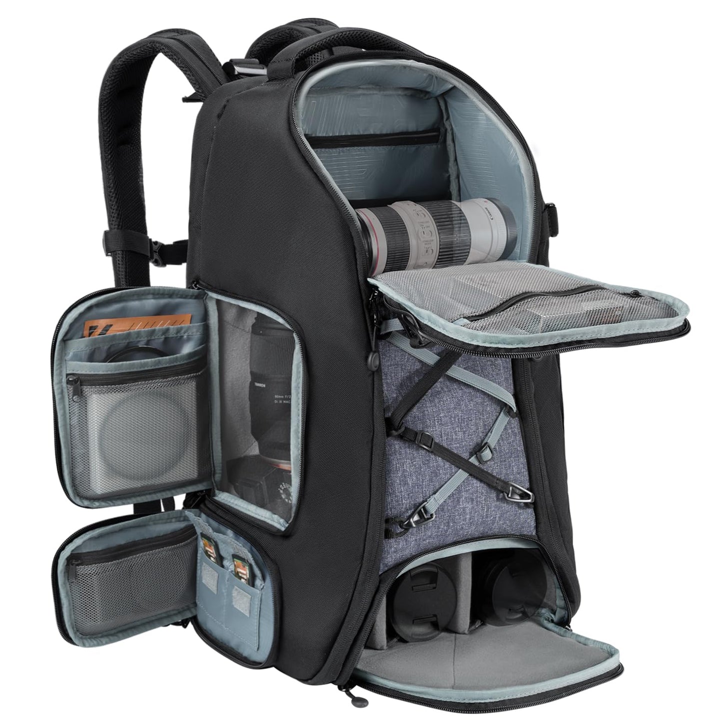 K&F CONCEPT Camera Backpack,Camera Bags for Photographers Large Capacity with Raincover (03-black-grey, XL)